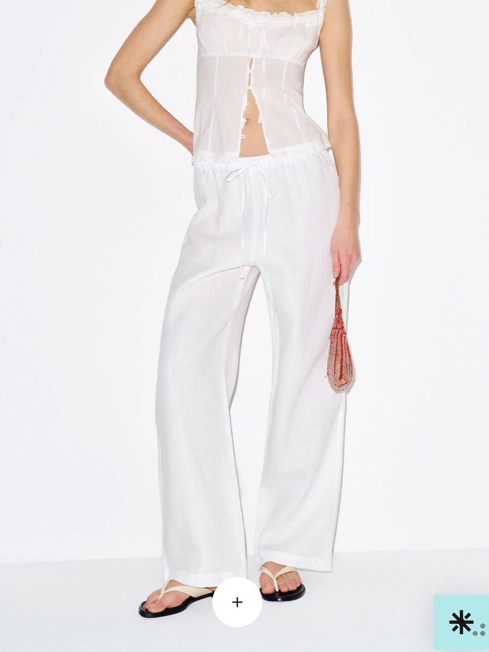 Reformation Olina Linen Pant Ivory - Size S